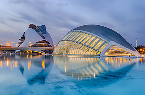 Architectural photography of the museum complex in Valencia, Spain